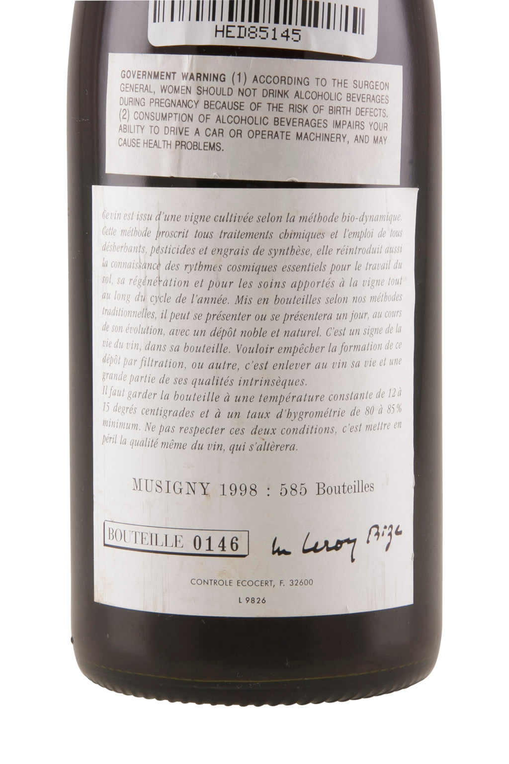 Musigny Domaine Leroy 1998 NFT