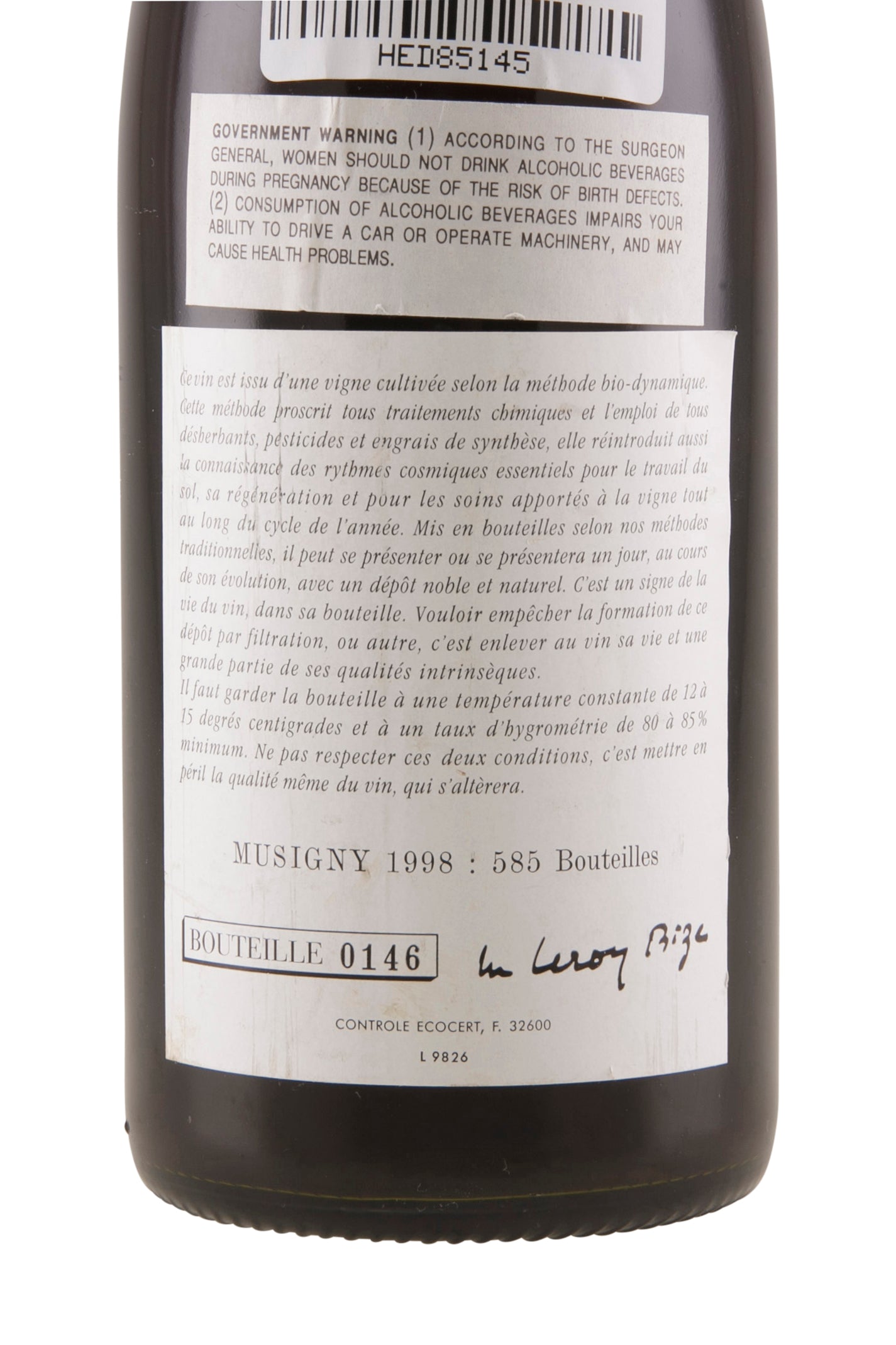 Musigny Domaine Leroy 1998 NFT